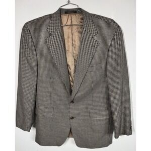 VTG Polo University‎ Club Ralph Lauren Blazer Blue Tan Check Wool Silk Blend 44R